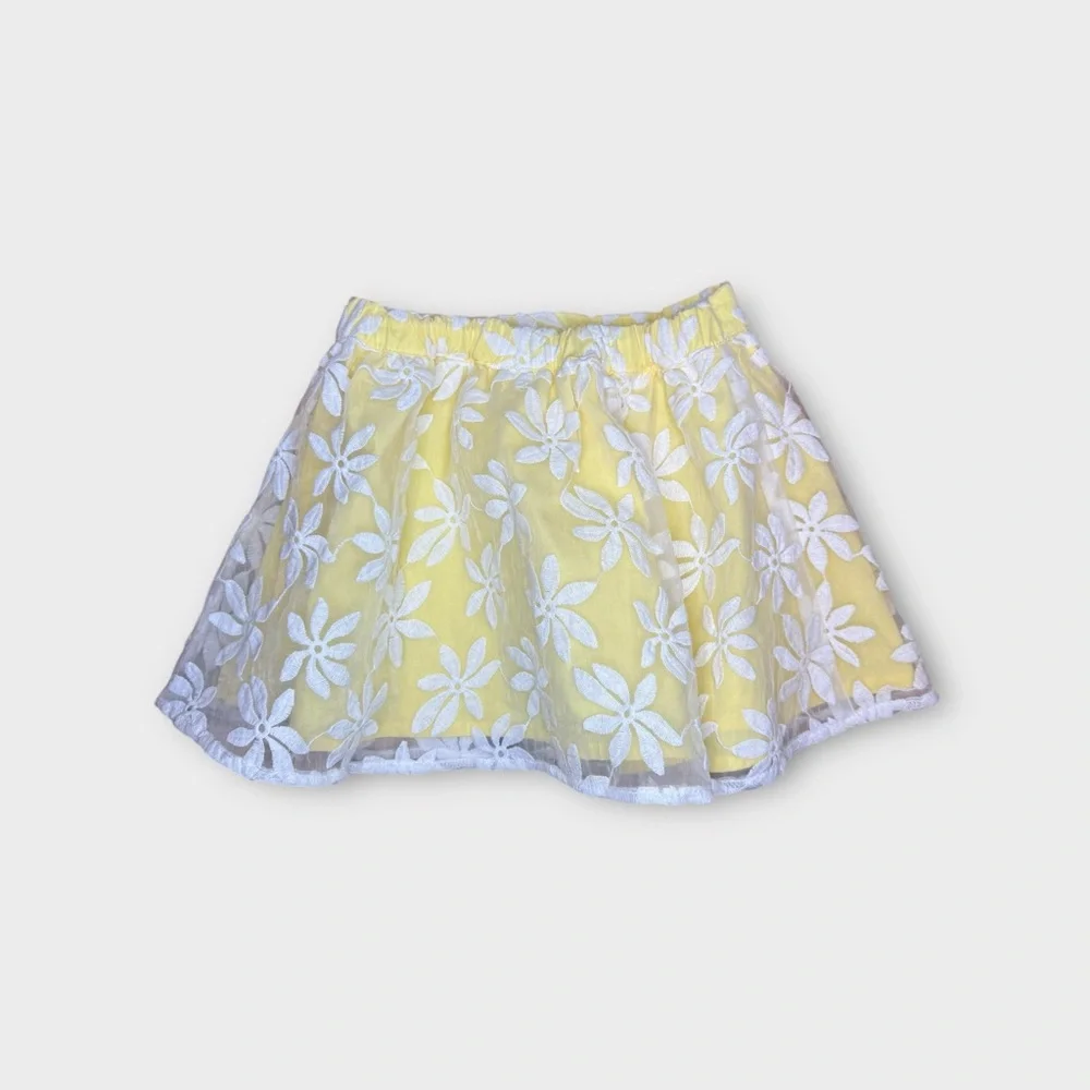 Gymboree Yellow & White Rosette Floral Skirt